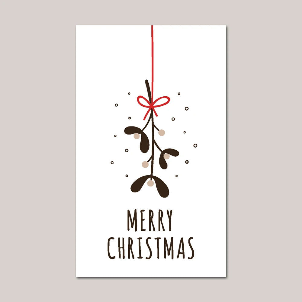 30Pcs Merry Christmas Gift Cards Greeting Card Christmas Tree Stickers Cute Design For 2022 New Year Gift decoration card