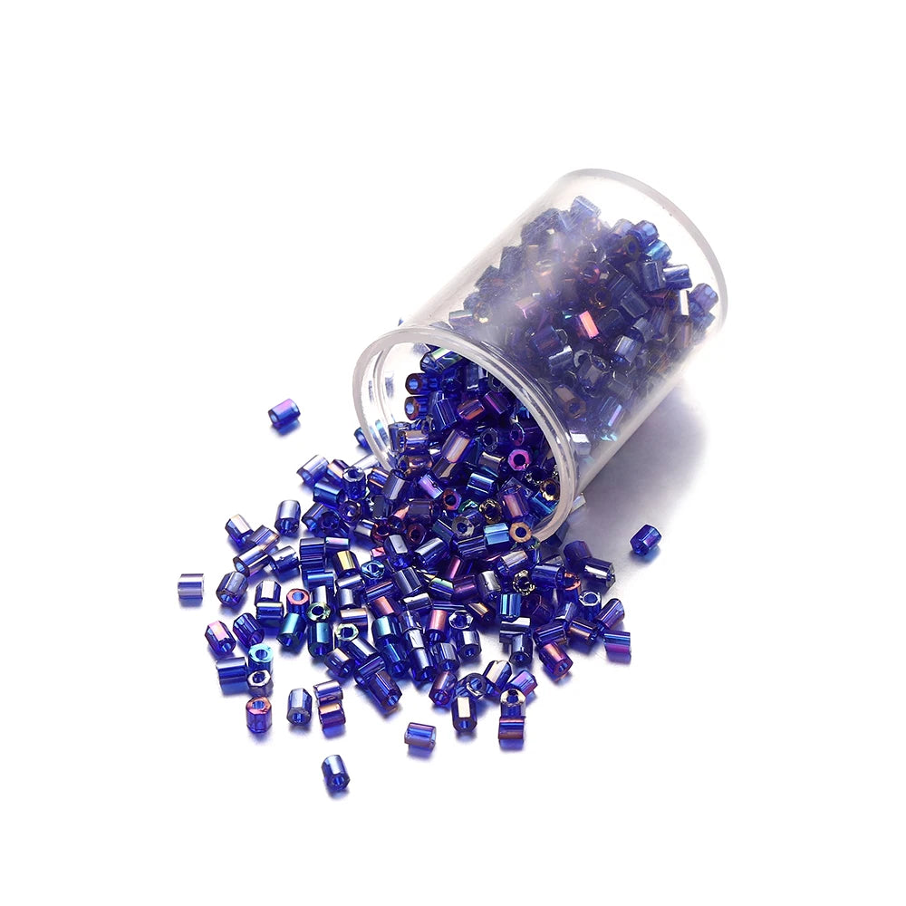 1000/1800Pcs 2mm Hexagon Czech Glass Cylindrical Loose Small Seed Needle Beads for DIY Bracelet Necklace Jewelry Making Supplies
