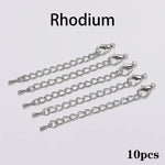 10pcs/lot 50 70mm Tone Extended Extension Tail Chain Lobster Clasps Connector For DIY Bracelet Necklace Jewelry Making Findings