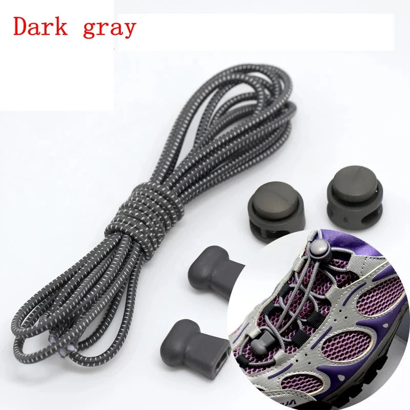 1 Pair 22 Colors Elastic Shoelaces Round Locking No Tie Shoe Laces Kids Adult Quick Lazy Laces Rubber Sneakers Shoelace T1