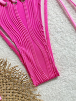 2025 Halter Wrinkled Weave Bikini Women Swimwear Female Swimsuit Two Pieces Bikini Set Brazilian Bathing Suit Swim Beach Wear