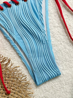 2025 Halter Wrinkled Weave Bikini Women Swimwear Female Swimsuit Two Pieces Bikini Set Brazilian Bathing Suit Swim Beach Wear