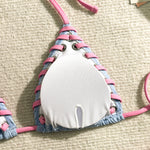 2025 Halter Wrinkled Weave Bikini Women Swimwear Female Swimsuit Two Pieces Bikini Set Brazilian Bathing Suit Swim Beach Wear