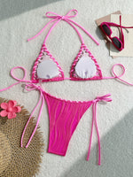 2025 Halter Wrinkled Weave Bikini Women Swimwear Female Swimsuit Two Pieces Bikini Set Brazilian Bathing Suit Swim Beach Wear