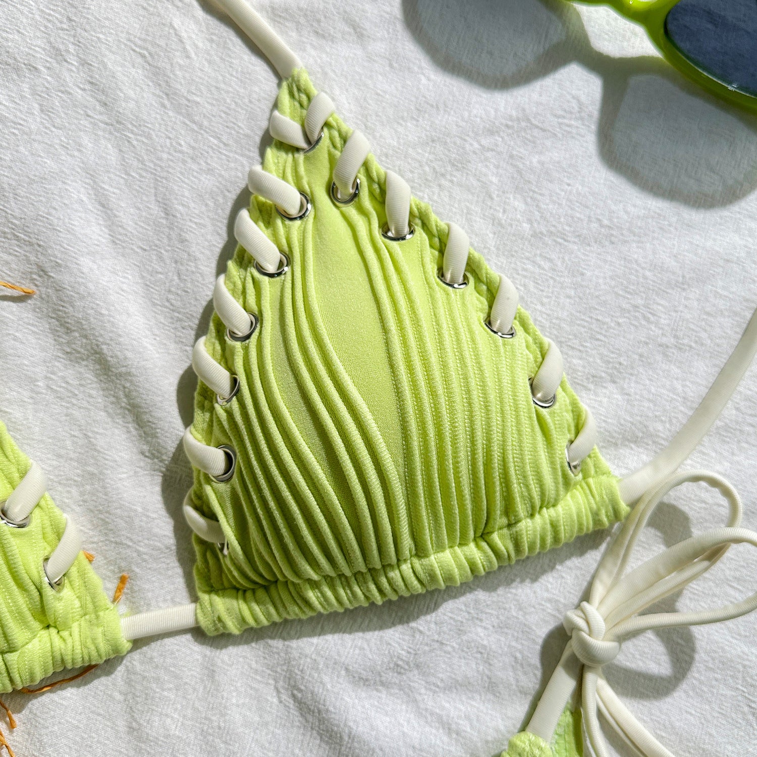 2025 Halter Wrinkled Weave Bikini Women Swimwear Female Swimsuit Two Pieces Bikini Set Brazilian Bathing Suit Swim Beach Wear