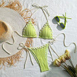 2025 Halter Wrinkled Weave Bikini Women Swimwear Female Swimsuit Two Pieces Bikini Set Brazilian Bathing Suit Swim Beach Wear