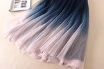MEXZT Gradient Tulle Midi Skirt Women Elegant Mesh Pleated Skirts Summer Korean Fashion High Waist Casual All Match A Line Skirt