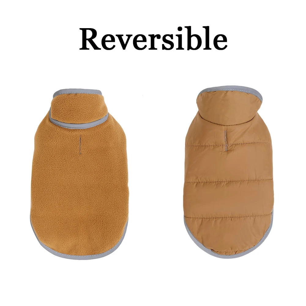 Reversible Pet Jacket Coat Warm Windproof Puppy Clothes Reflective Winter Fleece Dog Outfit For Small Medium Dogs French Bulldog