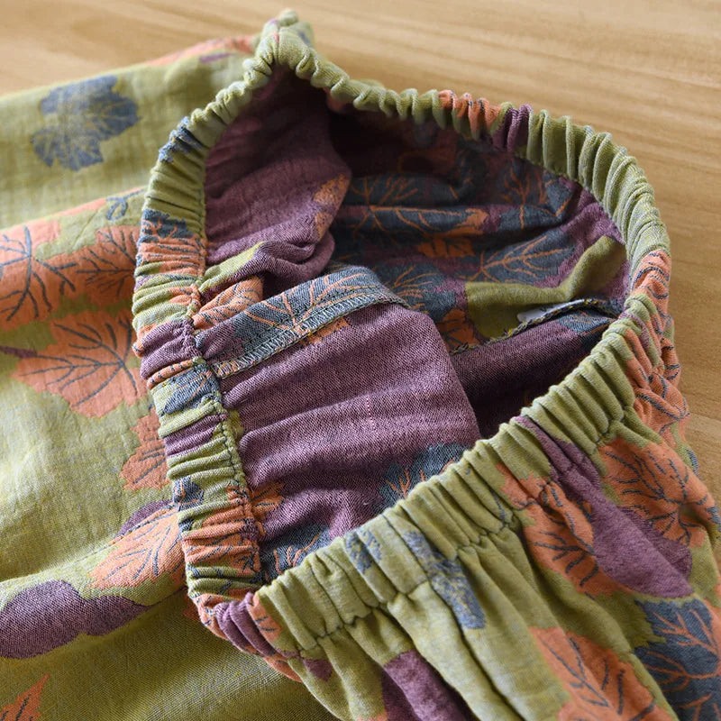 Japanese Spring and Autumn New Women's Pajama Set 100% Cotton Vintage Long Sleeved Pants Two Piece Set for Home Furnishings