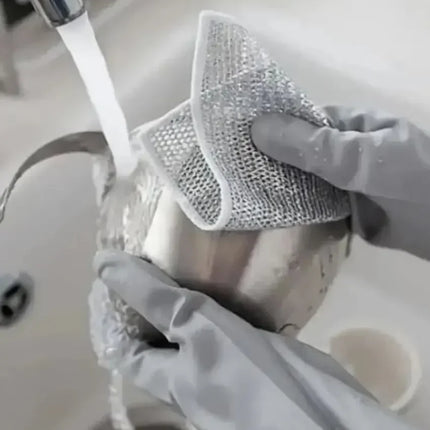 6/10pcs Cleaning products Dishcloth Silver Wire Cleaning Kitchen Cloth Thickened Microfiber Wash Towel Built-in Sponge Ball Rag