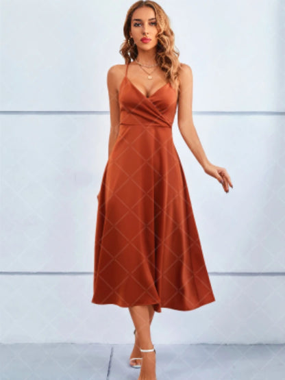 Women Sexy Beach Long Dress Summer V-neck Elegant White Evening Party Dressesladies Backless Bandage Satin Dress Vestidos