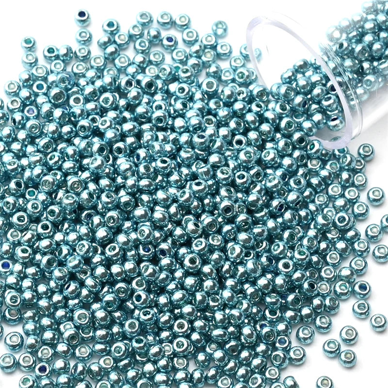 12Grams/Tube 2mm Metallic Seed Beads Japanese Round Glass Seedbeads For DIY Needlework Dress Adornment Sewing 1200pcs