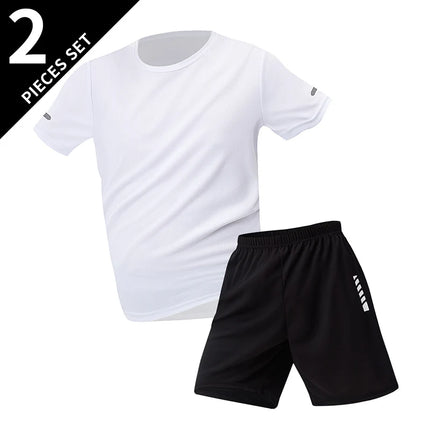 2/6 Pack Plus Size Men's Quick-drying Short-sleeved Shorts Suit Men's Leisure Sports Running Fitness T-shirt Joker Shorts Teen