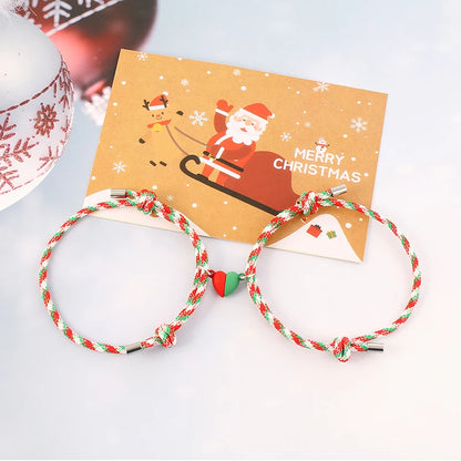 Vicky-Home Christmas Bracelet Gift Jewelry for Women Girls Kids Jingle Bell Beaded Bracelets Adjustable Charm Bangle
