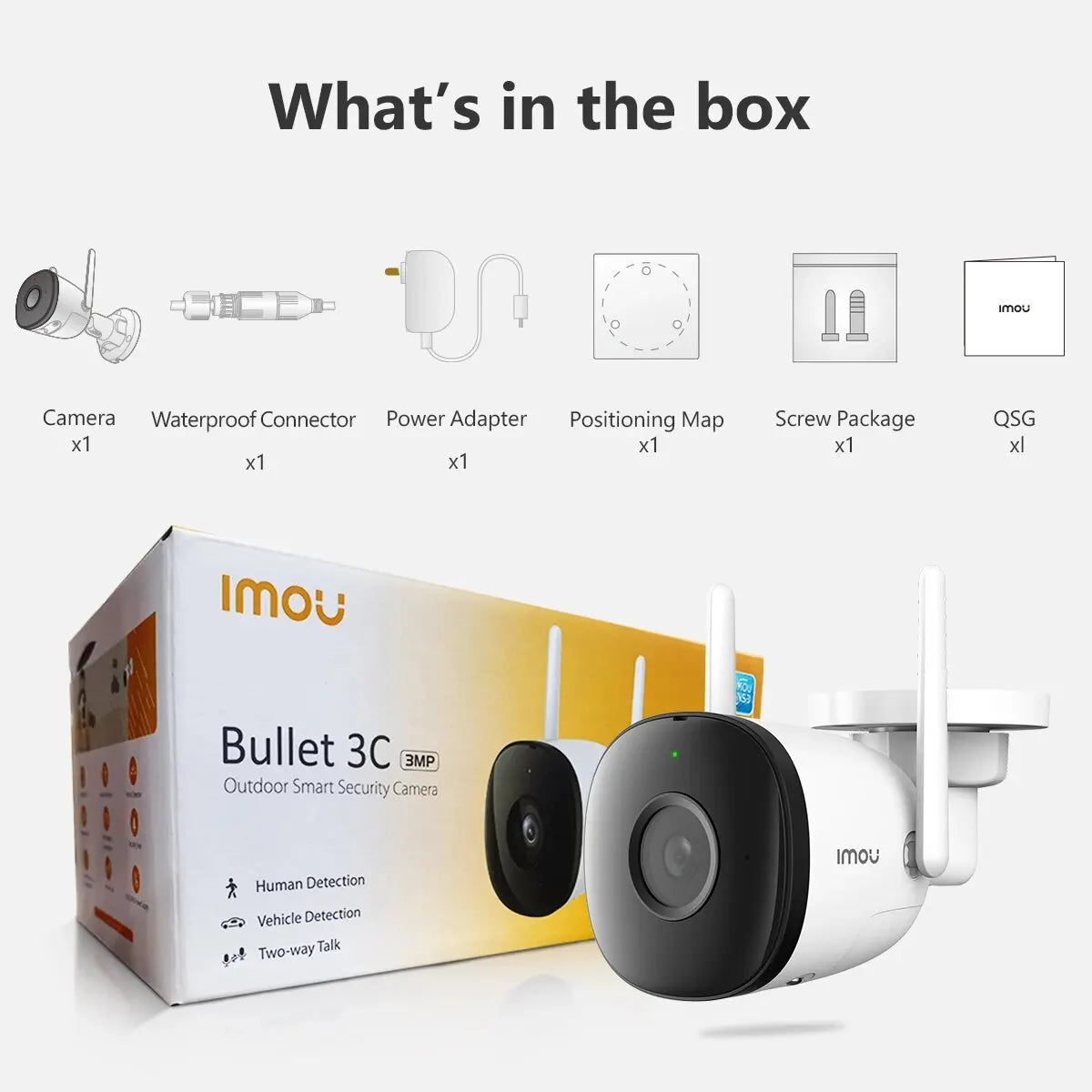IMOU Bullet 3C 3MP5MP Wifi IP Camera Automatic Tracking IP67 AI Human&Vehicle Detection Outdoor Surveillance Security Protection