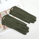 Women Autumn Winter Keep Warm Touch Screen Thin  Solid Simple Gloves Cycling Drive Suede Fabric Elegant Windproof