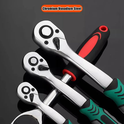 24/72 Tooth Quick Ratchet Wrench 1/2 1/4 3/8 3 Size Flying Wrenches Two-way Socket Wrench Repair Tools for for Vehicle Bicycle