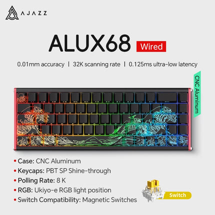 AJAZZ AK680 MAX Magnetic Switch Mechanical Keyboard 60% Rapid Trigger 0.01mm 8K/1K Return 68 keys Wired/Wireless Gaming Keybaord