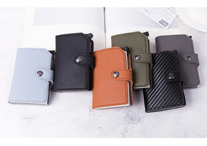 Top Quality Wallets Men Money Bag Automatic Pop-up Metal Aluminum Shell Money Minimalist Credit Card Holder RFID Blocking