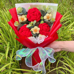 Finished Knitted Flowers Sunflowers Crochet Bouquet Creative Knitted Flowers Valentine Mothers' Day Birthday Graduation Gifts