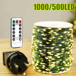 1000 LED Green Wire Led String Fairy Lights US/EU Plug 110V/220V Waterproof LED Christmas Tree Holiday Home Garden Decor Xmas