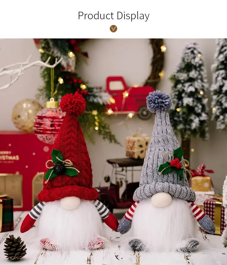1~4pcs 2024 Christmas Doll Elf Knitted Gnome with Led Night Light Christmas Decorations for Home Xmas Navidad New Year 2025 Gift
