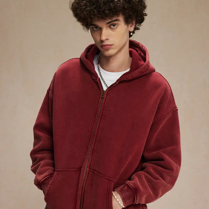 Batik fleece zippered hoodie