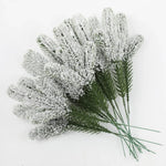Wholesale Pine Needle Branch Artificial Christmas Green Snow Frosted Fake Plants Sprigs Stem DIY Wreath Home Garland Decorations