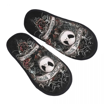 Custom Halloween Nightmare Before Christmas House Slippers Warm Jack Skellington Memory Foam Fluffy Slipper Indoor Outdoor Shoes