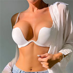 Push Up Bras Backless Women's Bra Low Cut Sexy Gather Brassiere Open Back Wedding Underwear Invisible Seamless Deep V Lingerie