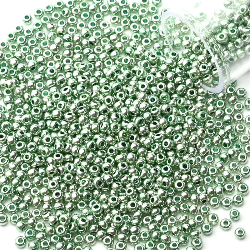 12Grams/Tube 2mm Metallic Seed Beads Japanese Round Glass Seedbeads For DIY Needlework Dress Adornment Sewing 1200pcs