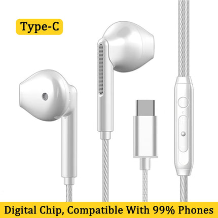 VAORLO 3.5mm/Type-C Wired Headphones Heavy Bass In Ear Earphone With Mic USB C Stereo Earbuds Gaming Headset For Samsung iPhone
