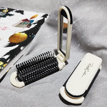 Foldable Hair Brush Portable Massage Comb Head Massager Anti-Static Travel Hair Combs with Mirror Girls Hair Styling Accessories