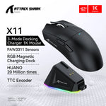 Attack Shark X11 Tri-Mode Connection 2.4GHz/Wired/Bluetooth PAW3311 22K000DPI 400IPS RGB  PC Gaming Mouse