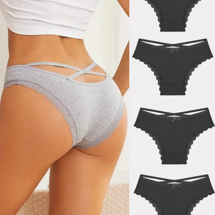 4PCS Women's Cotton Briefs Sexy Female Underpants Elasticity Comfortable Underwear Panties Lingerie S-XL  Solid Color Intimate