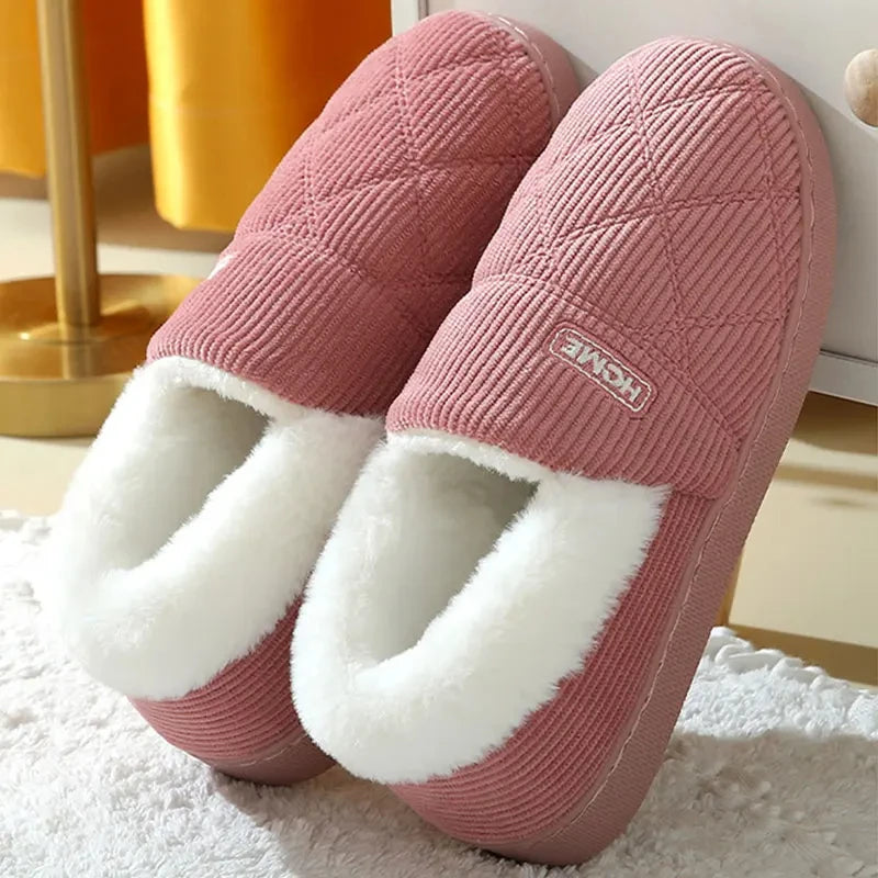 Eyriphy Winter Warm Plush Slippers Women Comfort Warm Cotton Shoes Soft Sole Indoor Outdoor Bedroom Slides Female Lovely Slipper