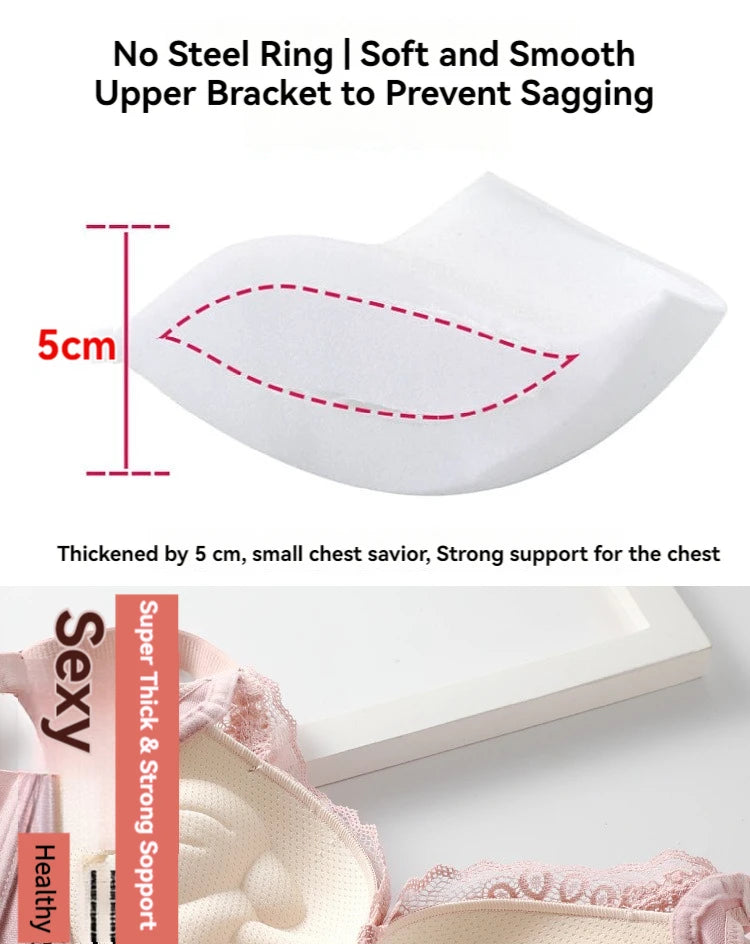 8cm Thickened Non-empty Cup Underwear Small Chest Gather Anti-sagging Hand-cup Bra Adjustable Bra Women