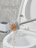 Punch-Free Wall Mounted Toilet Brush with Drainable Base Long Handle Plastic Toilet Cleaning Brush Bathroom Accessories