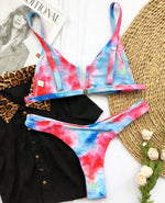 Splicing Denim V Shaped Thong Bikini Women Swimsuit Female Swimwear Two Pieces Bikini Set Bather Push Up Bathing Suit Swim Lady