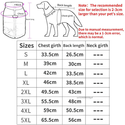 Waterproof Warm Dog Clothes Pet Coat Winter Vest Padded Zipper Jacket Dog Clothing for Small Medium Big Dogs Outfit