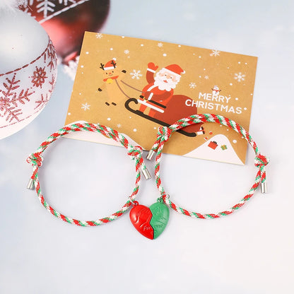 Vicky-Home Christmas Bracelet Gift Jewelry for Women Girls Kids Jingle Bell Beaded Bracelets Adjustable Charm Bangle
