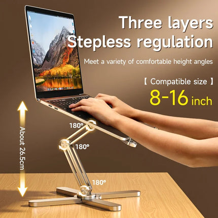 Laptop Stand with 360 Rotating Base, Computer Notebook Laptop Riser Metal Holder for Desk Collaborative Work, Fits All MacBook