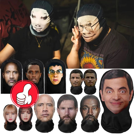 Realistic 3D Face Masks for Men Women Cosplay Mask Full Face Hip Hop Balaclava Hood Hat Headgear for Halloween Celebrity
