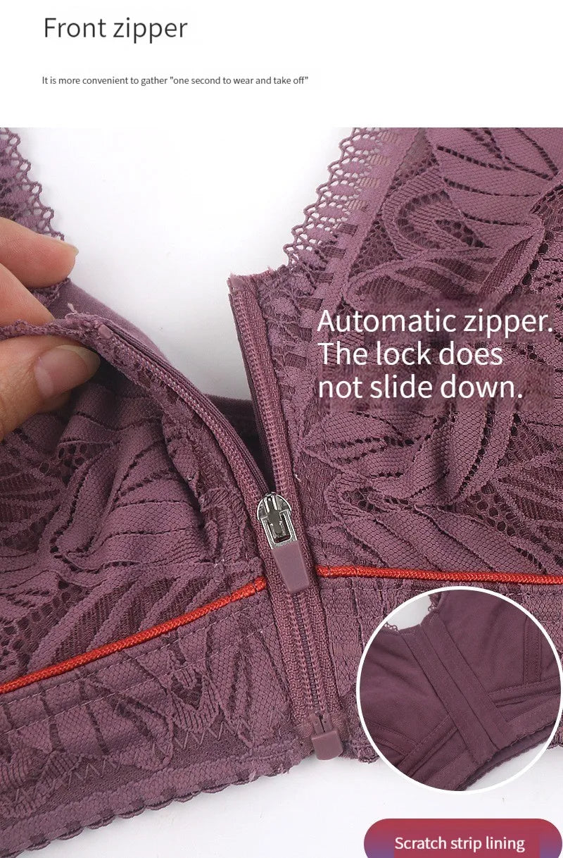 Soft cotton cups before the zipper in the elderly underwear breathable women without steel ring tank top lace large size bra