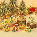 Christmas LED Light Wooden House Luminous Cabin Merry Christmas Decorations for Home DIY Xmas Tree Ornaments Kids Gift New Year