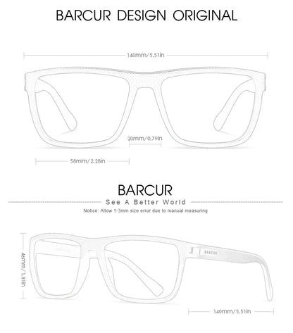 BARCUR Design TR90 Sunglasses Men Polarized Light Weight Sports Sun Glasses Women Eyewear Accessory Oculos UVAB Protection