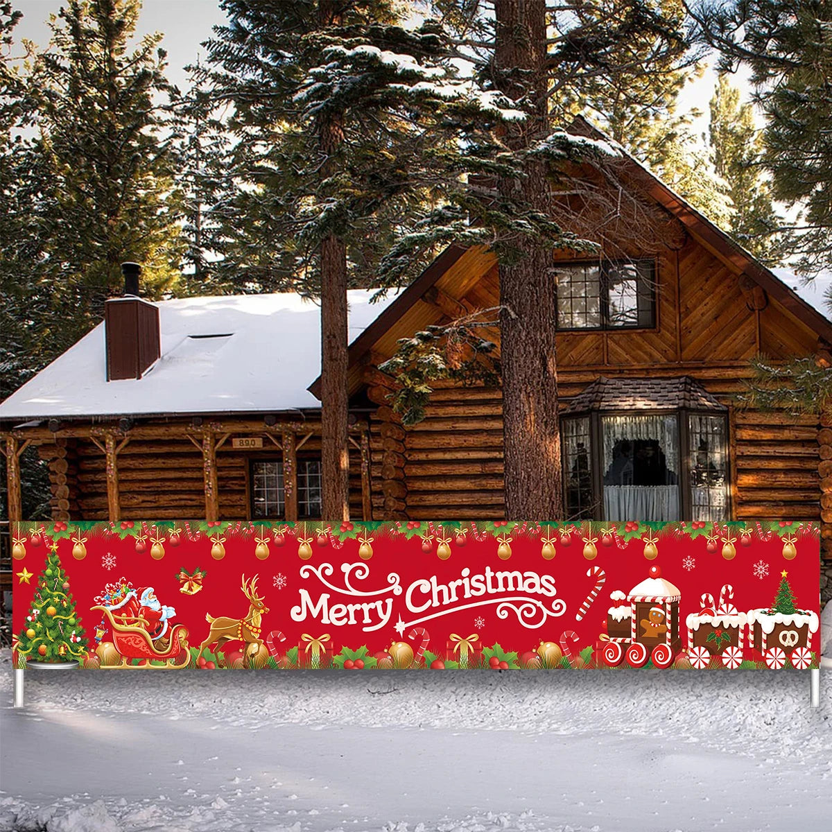 Christmas Outdoor Banner Merry Christmas Decorations For Home 2024 Navidad Kerst Xmas Decor Noel Kerst Happy New Year Gift 2025
