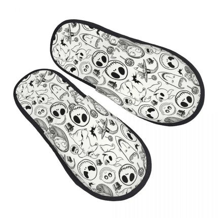 Custom Halloween Nightmare Before Christmas House Slippers Warm Jack Skellington Memory Foam Fluffy Slipper Indoor Outdoor Shoes