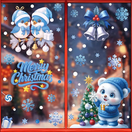 Christmas Window Stickers Winter Snowman Santa Claus Snowflake Elk Static Stickers Glass Ornaments Merry Christmas Decor