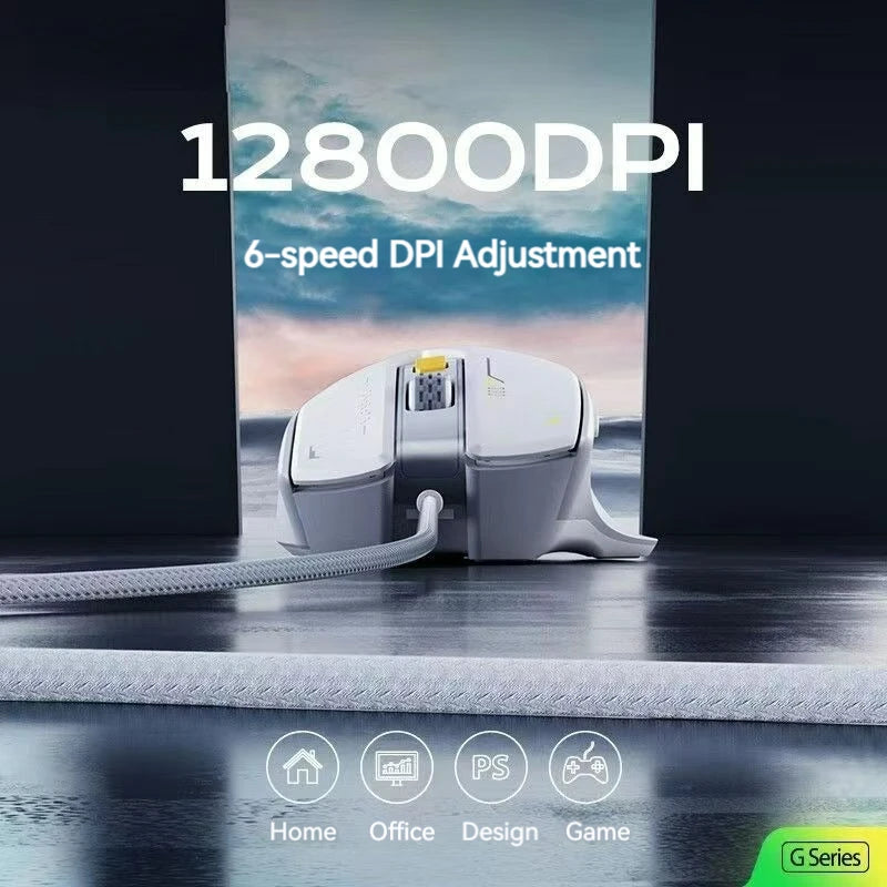 Inphic Pg1 Wired Mouse Gaming Mouse RGB Light Emitting   Macro Programming 12800DPI  6 Keys Computer Mouse For Office Home